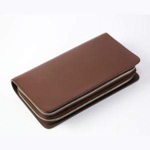 Leather Long <b>Wallet</b> Zipper Closure Brown Minimalist Design All Seasons Daily Use - Product Image 1