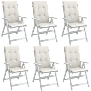 6 Pcs Melange Cream <b>Highback</b> <b>Chair</b> Cushions 47.2"x19.7"x1.6" Fabric Outdoor Pillows & Cushions - Product Image 1