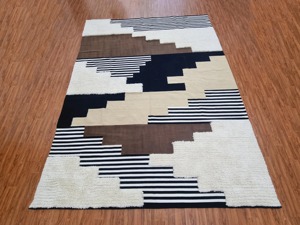 Modern Geometric Area Rug Rectangle Wool <b>Acrylic</b> Hand Tufted Plush Non Slip Rubber Backing for Living Room Home Use - Product Image 1