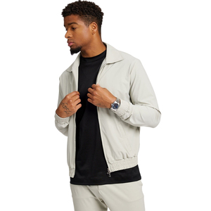 Men's Gray Zip-<b>Up</b> Bomber Jacket Full Sleeve Solid Color Casual Hooded Breathable Polyester Plus Size Printed Winter Wear - Product Image 2