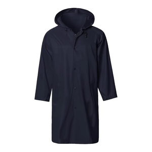 Trench long vintage d'hiver léger, imperméable, coupe-vent, à capuche, avec fermeture éclair, motif uni, en polyester - Product Image 2