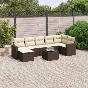 Conjunto de Sofás Grandes para Jardín en Ratán Sintético Marrón y Acero con Vidrio Templado - Muebles de Exterior de Primera Calidad - Product Image 1