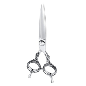 Ciseaux de barbier ergonomiques, lame incurvée en acier inoxydable, pour droitiers, ciseaux de coupe de cheveux professionnels, salon, anneau antidérapant - Product Image 5