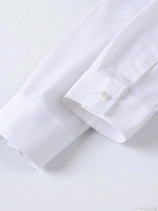 Men's White Long Sleeve Dress Shirt 100% Cotton Poplin Anti-Wrinkle Formal Turn-Down Collar Heat-Transfer Logo Printing BD - Product Image 5
