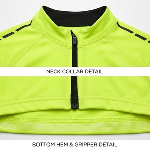 Maillot de cyclisme à manches longues pour homme, jaune fluo avec empiècements noirs, fermeture éclair intégrale, coupe-vent, séchage rapide, maillot de sport pour VTT - Product Image 3