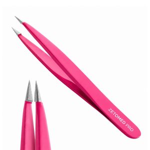 Pince à épiler en acier inoxydable à haute teneur en carbone, pointe fine, précision, outil de beauté pour l'épilation, ZETOMED PRO (Rose) - Product Image 1