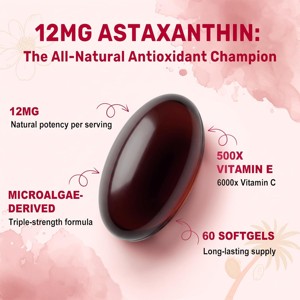 Cápsulas de Astaxantina en Gel Suave de Alta Potencia, 12 mg, 60 Unidades, para Bienestar Nutricional, OEM/ODM - Product Image 4