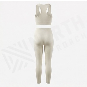 Female <b>Sexy</b> Gym Wear Custom Logo Two Piece Activewear Women <b>Set</b> Breathable Fitness <b>Bra</b> Leggings Girl Plain Outfit Gear - Product Image 2