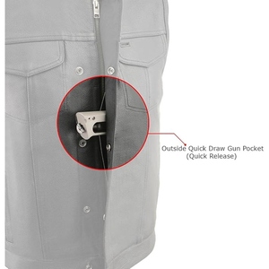 Gilet de motard en cuir véritable pour homme, col montant, fermeture éclair, style moto, vêtement d'extérieur avec poches, pour l'automne - Product Image 4