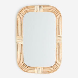 Bathroom full size wall <b>hanging</b> rattan <b>mirror</b> rectangular natural stylish art <b>mirrors</b> for room decorations - Product Image 2