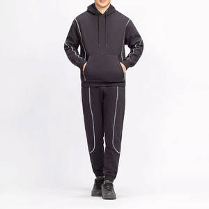 Ensemble survêtement molletonné doux et confortable pour l'hiver, pantalon large et sweat à capuche 2026 - Product Image 1