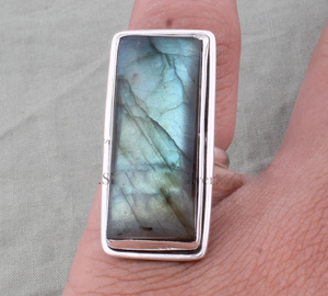 Bague en labradorite bleue feu, argent sterling 925, bijoux en pierre précieuse labradorite, bague unisexe pour mariage - Product Image 3