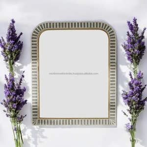Miroir mural art déco de luxe moderne Incrustation d'os magnifiquement conçu Déclaration décorative - Product Image 2