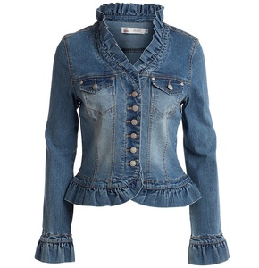 Womens Washed <b>Denim</b> <b>Jacket</b> Casual Turn-down Collar Long Sleeve Zipper Front Pockets Streetwear Autumn Style - Product Image 5