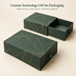 Caja Deslizante de Origami con Diseño Forestal Personalizado para Empaque de Sets de Regalo Tecnológicos - Product Image 1