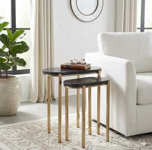 Home Highlight Modern <b>Marble</b> Top Nesting Coffee <b>Tables</b> With Gold Metal Frame For Living Room Furniture - Product Image 6