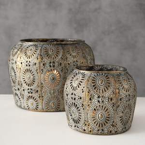 Portavelas Votivo de Metal Dorado Blanco de Alta Calidad, Forma Redonda, Corte en Espiral, Decoración para el Hogar - Product Image 2