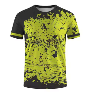 Camiseta Deportiva de Manga Corta para Hombre, con Patrón Geométrico Azul, Cuello Redondo, Secado Rápido, Tejido de Punto, Corte Regular - Product Image 5