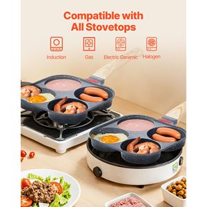 Sartén Antiadherente para 4 Huevos con Tapa de Aluminio, 3 en 1, para Hacer Omelettes, Panqueques, Hamburguesas y Sándwiches - Product Image 2