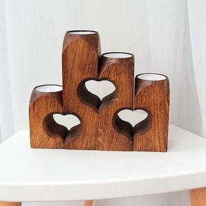 Wooden Heart Shape Candle Holder Set For Valentine's Day Home Decoration - Product Image 6