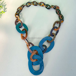 สร้อยคอโซ่พร้อมจี้จบการศึกษาเครื่องประดับเขาควายสร้อยคอ Boho สร้อยคอเรขาคณิตโซ่แตร - Product Image 4