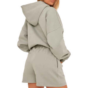 Conjunto Deportivo Personalizado para Mujer, Dos Piezas, Sudadera y Pantalones Cortos, Chándal para Mujer, 100% Algodón, Tallas Grandes - Product Image 4