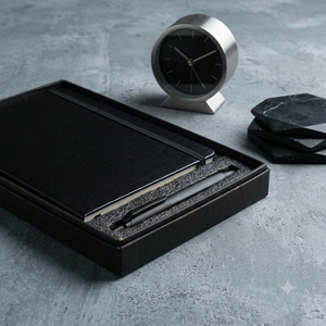 Aurelux Premium Black PU Velvet Case Bound Diary Ballpoint Pen Gift <b>Set</b> Elastic Lock 192 Pages Elegant <b>Notebook</b> Professional - Product Image 2