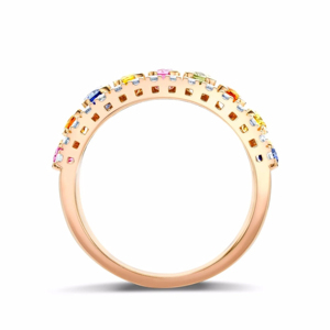 Anillo de Eternidad en Oro Rosa con Cristales Multicolores, Estilo Clásico, Unisex, para Uso Diario - Product Image 2