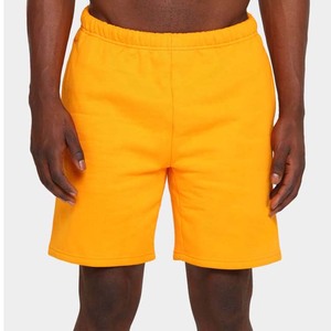 Men's Solid Color Orange Shorts <b>Elastic</b> Waist Casual Knitted Cotton Breathable Mid Waist Short Pants - Product Image 1