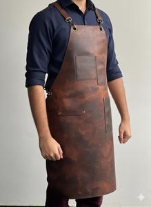 Delantal Clásico de Cuero Marrón para Barbacoa, Asado y Repostería, Suministros Profesionales para Chefs, Protección Reforzada a Prueba de Olores - Product Image 4