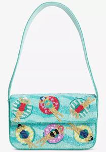 Sac à bandoulière en treillis de perles et de diamants, poignée unique, style bohème, broderie, fermeture éclair, toutes saisons, usage quotidien - Product Image 4