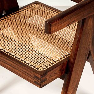 Silla de Oficina de Diseño Moderno al por Mayor, Silla de Ratán con Patas en V de Madera Maciza, Tejido de Ratán Natural para Comedor y Estudio - Product Image 5
