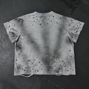 Camiseta Corta Oversize para Hombre, Estilo Heavy Metal, Estampado Digital, 100% Algodón, Streetwear, Vintage, Efecto Desgastado por el Sol - Product Image 2