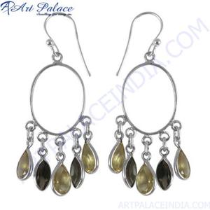 Boucle d'oreille en argent avec pierres précieuses Design Party Wear - Product Image 1