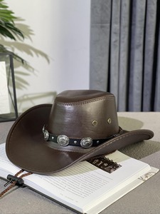 Premium Style Leather Cowboy <b>Hats</b> Men Women Adjustable Size Customized Cowboy <b>Hats</b> - Product Image 6