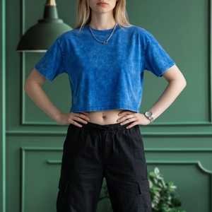 T-shirt en molleton de coton pour femme, col rond, manches courtes, coupe ample, séchage rapide, 220g, style décontracté, toutes saisons - Product Image 2