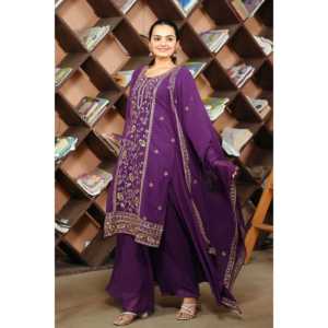 Ensemble de costume pour femmes de designer avec broderie séquentielle Costume Sharara élégant avec broderie complexe - Product Image 2