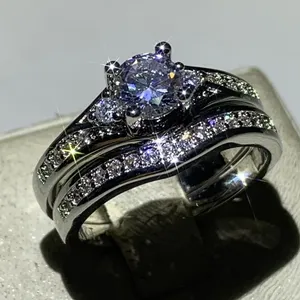 Moissanite Engagement <b>Ring</b> 925 Sterling Silver Round Cut Luxury Wedding <b>Ring</b> Women Bridal Jewelry - Product Image 4