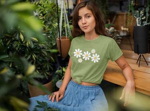 Camiseta de Mujer con Estampado Gráfico Moderno, Camiseta Informal de Algodón, Top de Manga Corta Elegante, Tejido Transpirable, Ropa de Verano para Mujer - Product Image 6