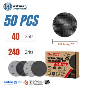GETTA TOOLS Disques abrasifs en carbure de silicium 125mm 150mm (5 et 6 pouces) – Lot de 50 disques de ponçage à bande auto-agrippante sans poussière pour ponceuse orbitale – Emballage en vrac - Product Image 2