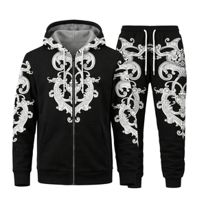 เสื้อผ้าแฟชั่นสกรีนลายโลโก้ขนาดใหญ่ ชุดวอร์มสั่งทำคุณภาพสูง สตรีทแวร์แบบยูนิเซ็กซ์ ชุดวอร์ม 2 ชิ้น พร้อมโลโก้สั่งทำ - Product Image 5