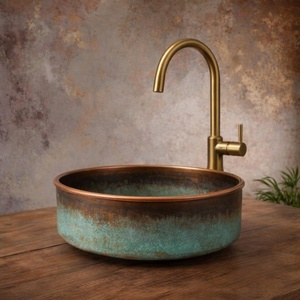 Lavabo de cobre de lujo, pieza artística de cobre, lavabo de cobre de diseño elegante, lavabo de cobre de alta calidad en metal. - Product Image 1