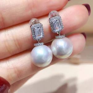 Edison Freshwater Pearl <b>Earrings</b> 11-12mm S925 Pure Silver Full Body Imported Hao Shi Inlaid <b>Fine</b> <b>Dangle</b> Style - Product Image 3