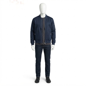 Chaqueta Bomber Azul Marino para Hombre, Chaqueta Casual con Cierre, Chaqueta Ligera de Moda Urbana, Ropa Exterior Personalizada OEM ODM, Chaqueta al por Mayor - Product Image 3