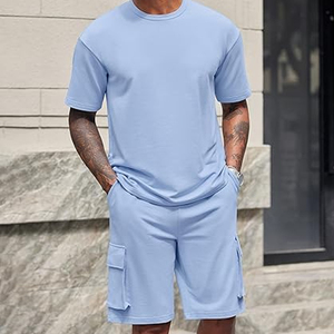 Men 2 Piece <b>Set</b> Manufacturer 220 GSM Cotton T Shirt Cargo Shorts <b>Set</b> Oversized Summer Casual OEM Custom Logo Bulk - Product Image 3