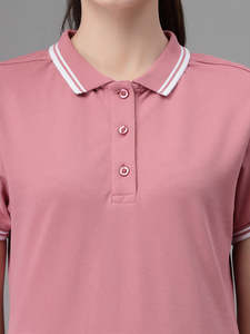 Camiseta polo ecológica para mujer, tela orgánica, cómoda para uso diario, cuello acanalado de diseño. - Product Image 3