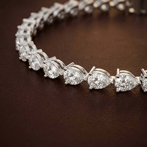 Stylish And Trendy 18k <b>SOLID</b> <b>Gold</b> White <b>Gold</b> Serene Pear Lab Diamond Tennis Bracelet IGI Certified Vs1 Quality Bracelet For Girl - Product Image 2