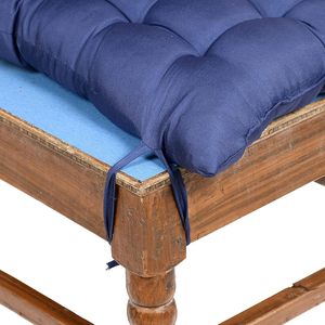 Woodensure Navy Blue Quilted Chair <b>Cushion</b> Set Lumbar Support Buttocks Anti-Slip Indoor Outdoor Use Polyester Cotton Seat - Product Image 2