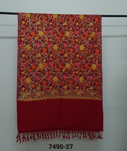 Wool Acrylic Blended Embroidered Floral Lightweight Anti-Bacterial Long Women's All Seasons <b>Scarves</b> & Shawls - Product Image 2