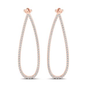 REYES, nuevo diseño, pendientes colgantes de oro rosa de 14 quilates con corte redondo de 1,8 quilates, pendientes de moissanita para mujer, regalo perfecto de aniversario, joyería fina - Product Image 2